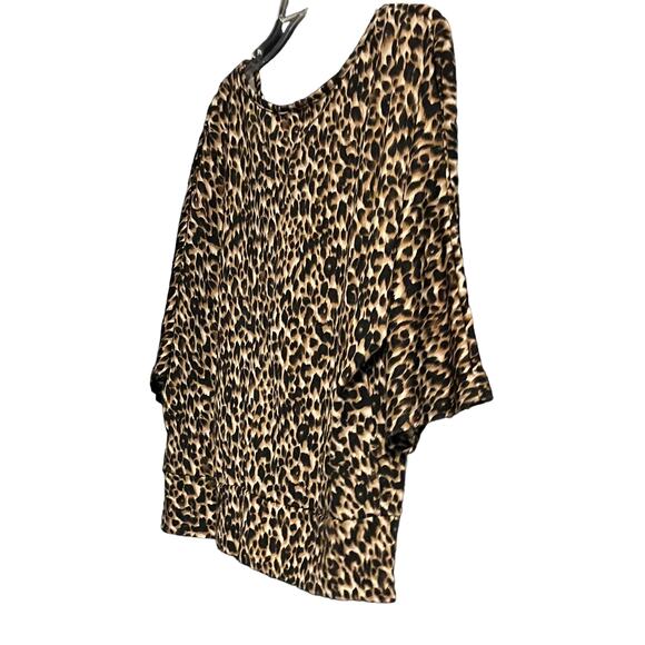 ELEMENTZ DOLMAN SLEEVE, ROUND NECK, TUNIC TOP, WOMENS, PXL, BROWN & TAN ANIMAL - Picture 6 of 11